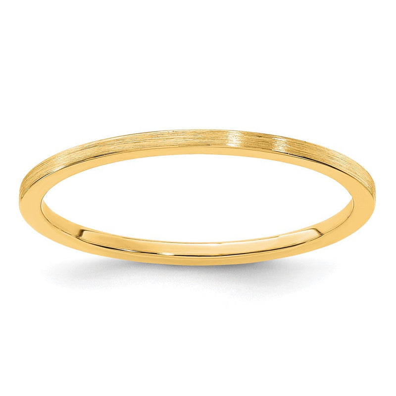 14K Gelbgold 1,2 mm flaches Stapelband mit Satinfinish