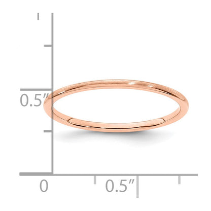 14K Roségold 1,2 mm Halbrund Satin Stapelring