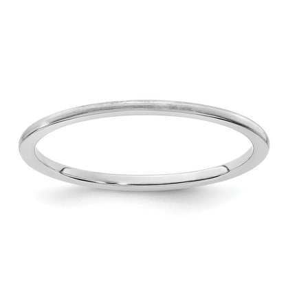14K Weißgold 1,2 mm halbrunder stapelbarer Ring mit Satinfinish