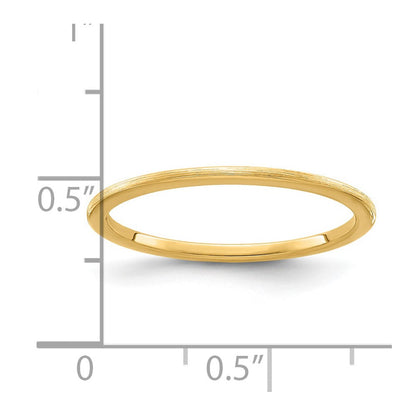 14K Gelbgold 1,2 mm halbrunder Ehering mit Satinfinish, stapelbar