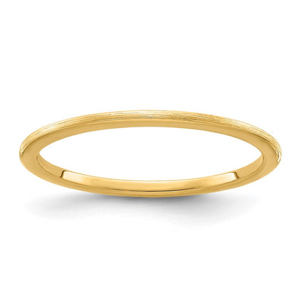 14K Gelbgold 1,2 mm halbrunder Ehering mit Satinfinish, stapelbar