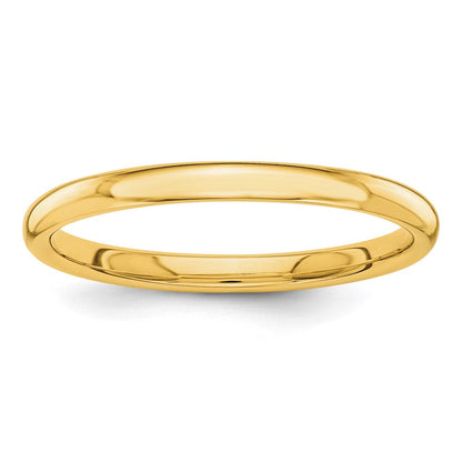 14K Gelbgold Poliert Stapelbarer Ring, 2 mm