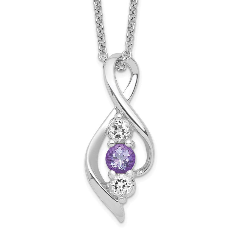 10K Weißgold Survivor Kollektion Klar Lila Swarovski Topas Legacy Halskette