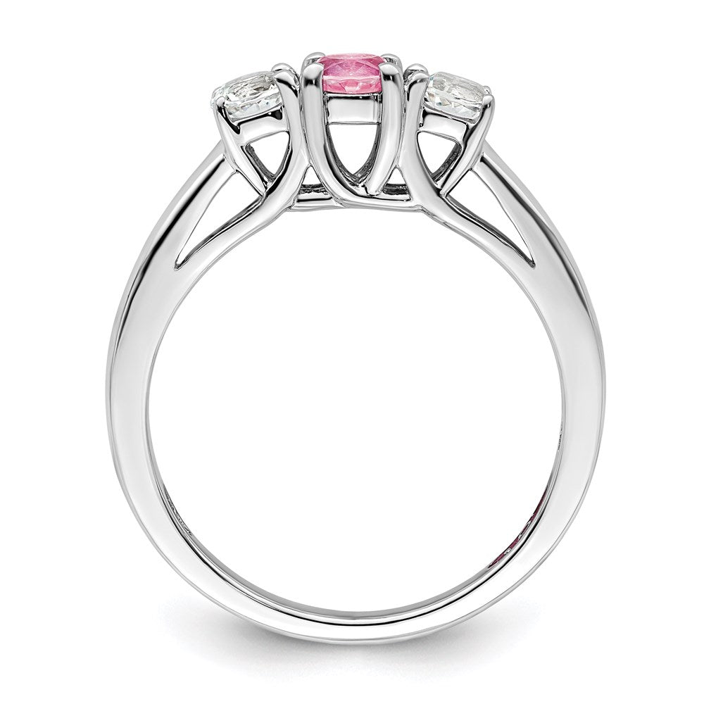 Sterlingsilber Survivor Kollektion Rhodiniert Klar und Rosa Topas Pamela Ring