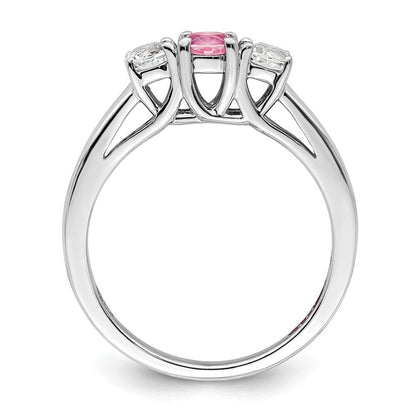 Sterlingsilber Survivor Kollektion Rhodiniert Klar und Rosa Topas Pamela Ring