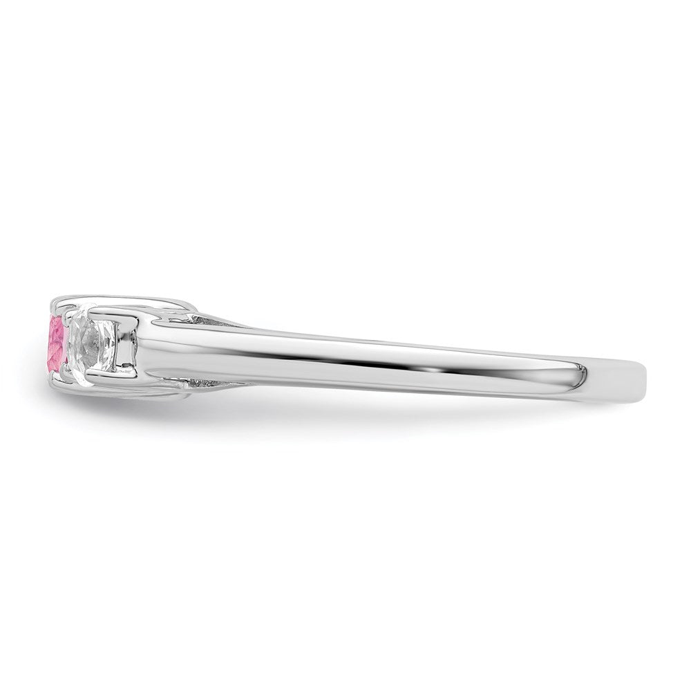 Sterlingsilber Survivor Kollektion Rhodiniert Klar und Rosa Topas Pamela Ring