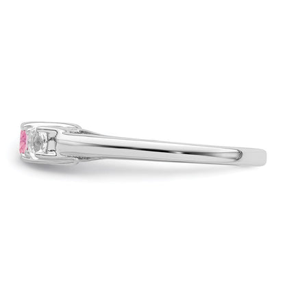 Sterlingsilber Survivor Kollektion Rhodiniert Klar und Rosa Topas Pamela Ring