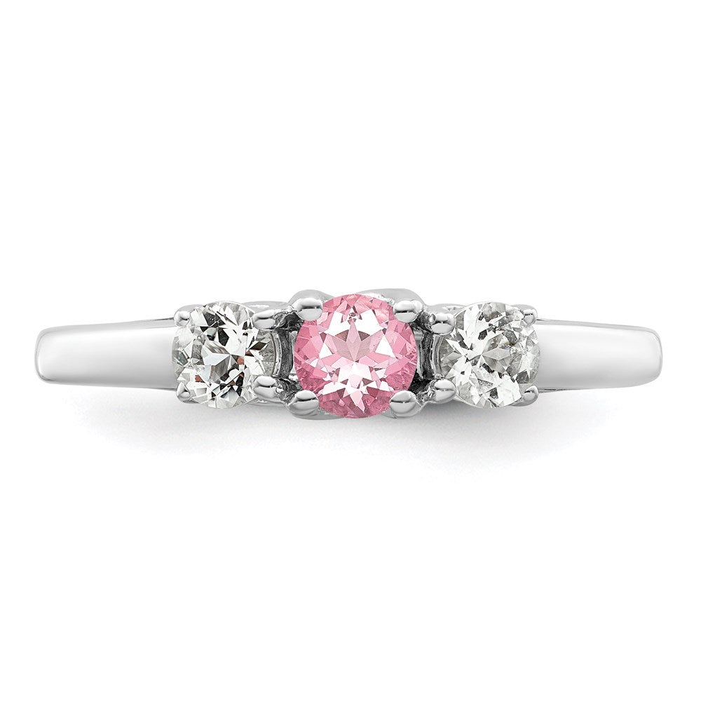 Sterlingsilber Survivor Kollektion Rhodiniert Klar und Rosa Topas Pamela Ring