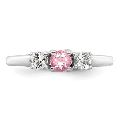 Sterlingsilber Survivor Kollektion Rhodiniert Klar und Rosa Topas Pamela Ring