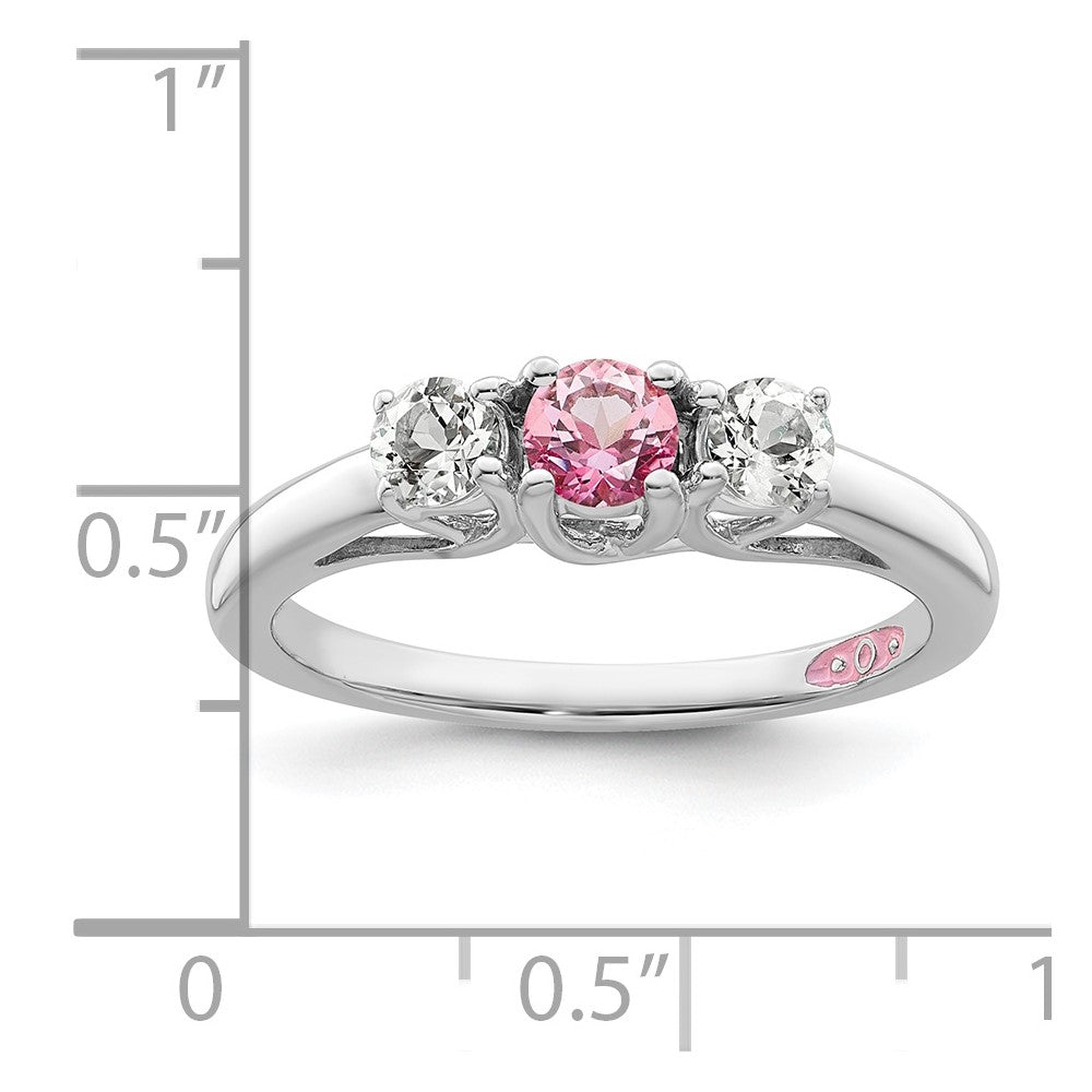 Sterlingsilber Survivor Kollektion Rhodiniert Klar und Rosa Topas Pamela Ring