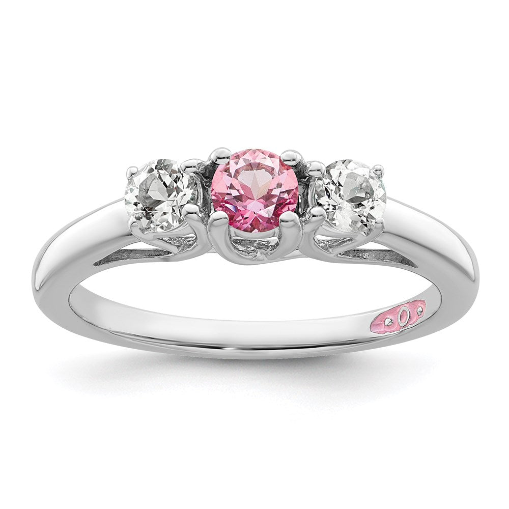 Sterlingsilber Survivor Kollektion Rhodiniert Klar und Rosa Topas Pamela Ring