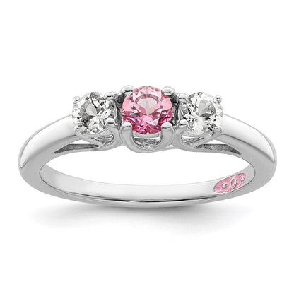 Sterlingsilber Survivor Kollektion Rhodiniert Klar und Rosa Topas Pamela Ring