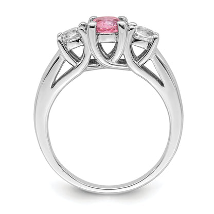 Sterlingsilber Survivor Kollektion Rhodiniert Klar und Rosa Topas Pamela Ring