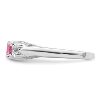 Sterlingsilber Survivor Kollektion Rhodiniert Klar und Rosa Topas Pamela Ring