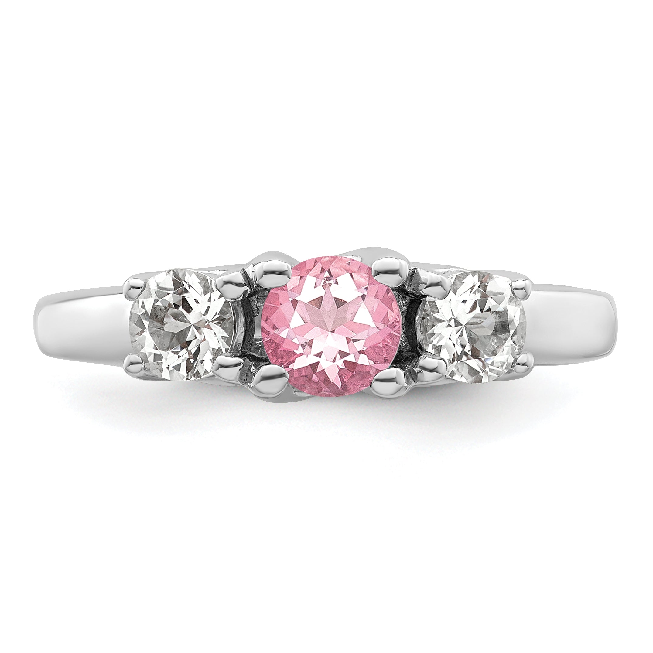 Sterlingsilber Survivor Kollektion Rhodiniert Klar und Rosa Topas Pamela Ring