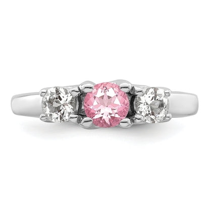 Sterlingsilber Survivor Kollektion Rhodiniert Klar und Rosa Topas Pamela Ring