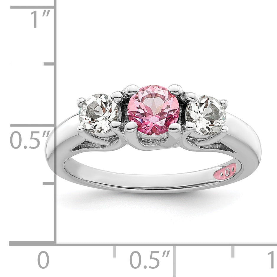 Sterlingsilber Survivor Kollektion Rhodiniert Klar und Rosa Topas Pamela Ring