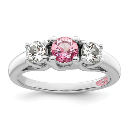 Sterlingsilber Survivor Kollektion Rhodiniert Klar und Rosa Topas Pamela Ring