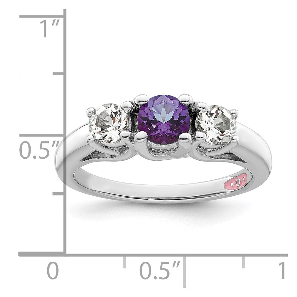 Sterlingsilber Survivor Kollektion Rhodiniert Klar und Lila Topas Pamela Ring