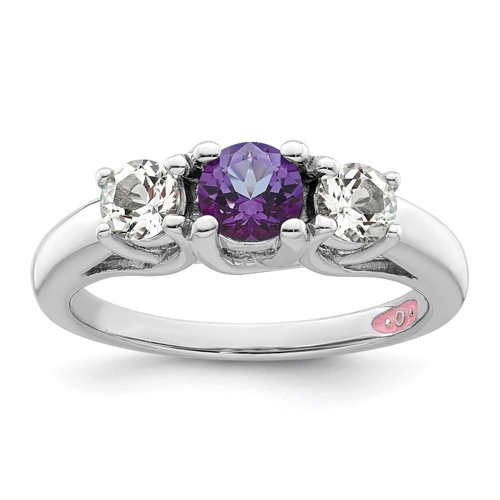 Sterlingsilber Survivor Kollektion Rhodiniert Klar und Lila Topas Pamela Ring