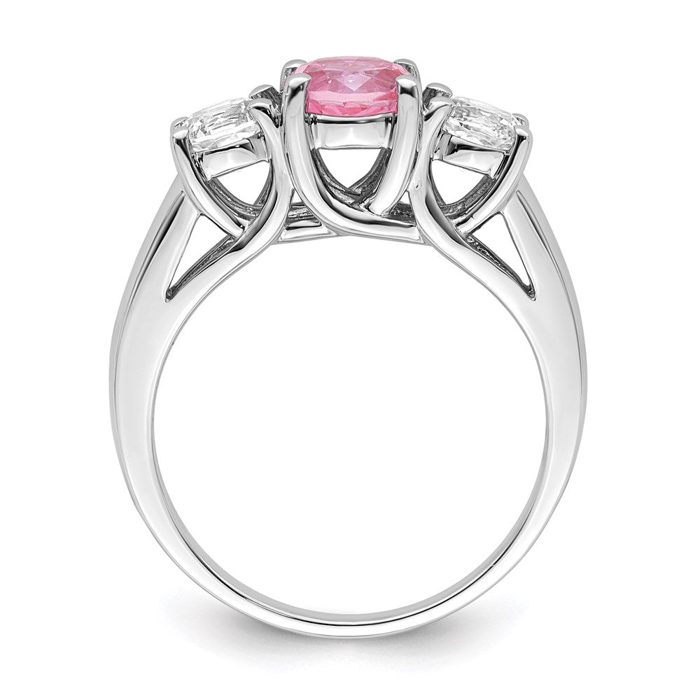 Sterlingsilber Survivor Kollektion Rhodiniert Klar Rosa Topas Pamela Ring (size 7 Nur)