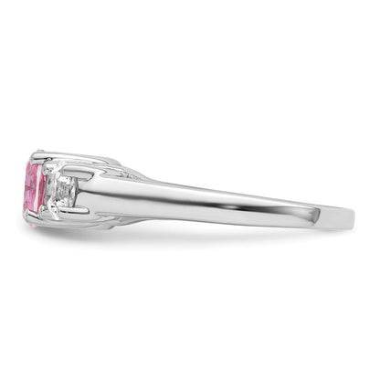 Sterlingsilber Survivor Kollektion Rhodiniert Klar Rosa Topas Pamela Ring (size 7 Nur)