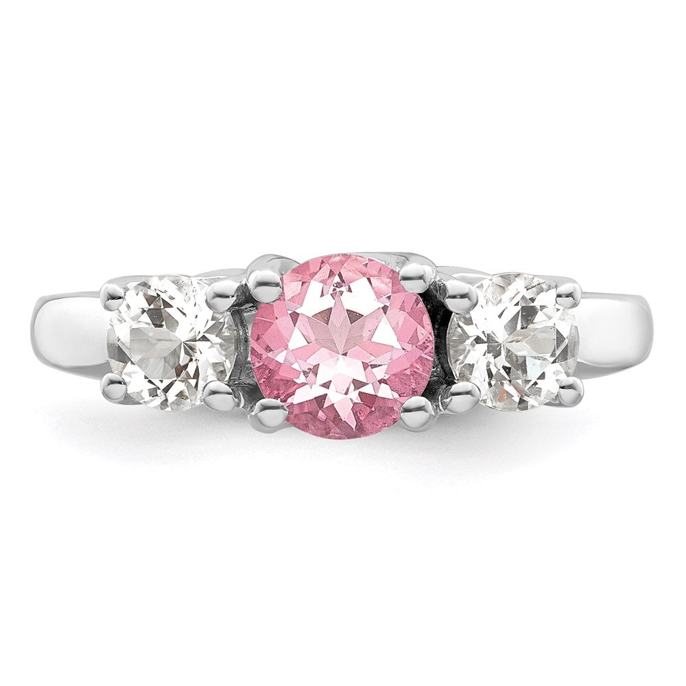 Sterlingsilber Survivor Kollektion Rhodiniert Klar Rosa Topas Pamela Ring (size 7 Nur)
