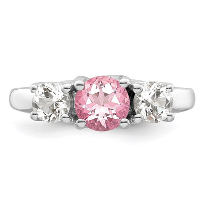 Sterlingsilber Survivor Kollektion Rhodiniert Klar Rosa Topas Pamela Ring (size 7 Nur)
