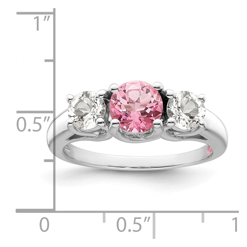 Sterlingsilber Survivor Kollektion Rhodiniert Klar Rosa Topas Pamela Ring (size 7 Nur)