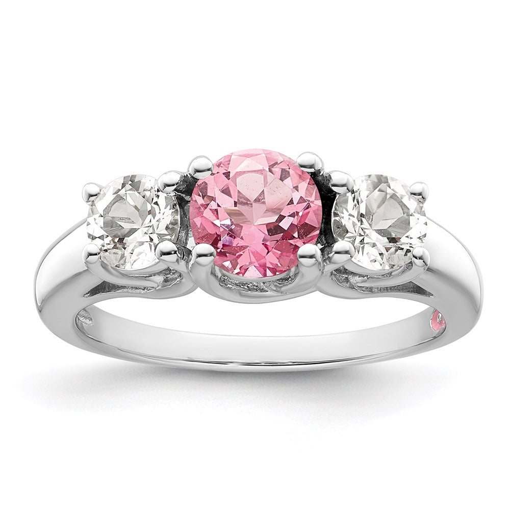 Sterlingsilber Survivor Kollektion Rhodiniert Klar Rosa Topas Pamela Ring (size 7 Nur)