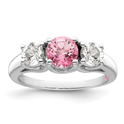 Sterlingsilber Survivor Kollektion Rhodiniert Klar Rosa Topas Pamela Ring (size 7 Nur)