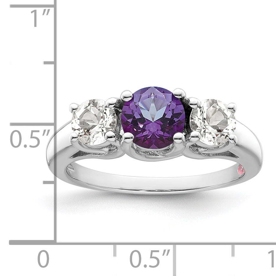 Sterlingsilber Survivor Kollektion Rhodiniert Klar und Lila Topas Pamela Ring