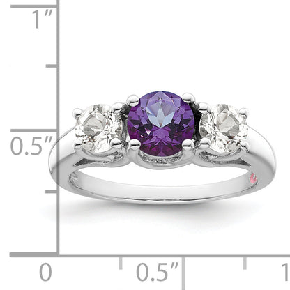 Sterlingsilber Survivor Kollektion Rhodiniert Klar und Lila Topas Pamela Ring