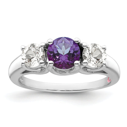 Sterlingsilber Survivor Kollektion Rhodiniert Klar und Lila Topas Pamela Ring
