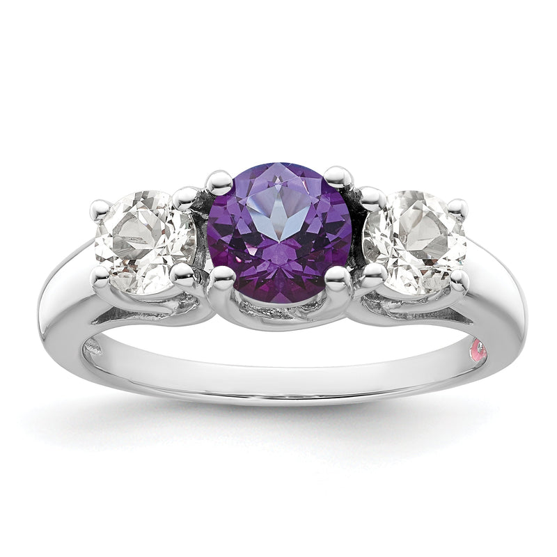 Sterlingsilber Survivor Kollektion Rhodiniert Klar und Lila Topas Pamela Ring