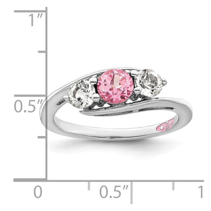Survivor Collection 10K Weißgold Ring mit rhodiniertem Weißgold, weißem und pinkem Swarovski-Topas, Sue