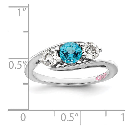 10K Weißgold Survivor Collection Ring mit klarem und blauem Swarovski-Topas „Sue“