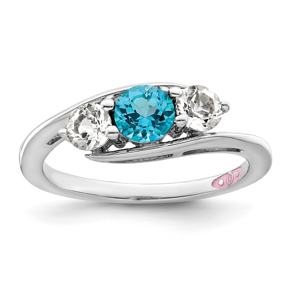10K Weißgold Survivor Collection Ring mit klarem und blauem Swarovski-Topas „Sue“
