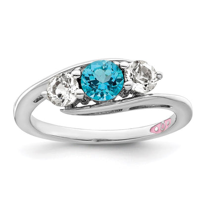 10K Weißgold Survivor Collection Ring mit klarem und blauem Swarovski-Topas „Sue“