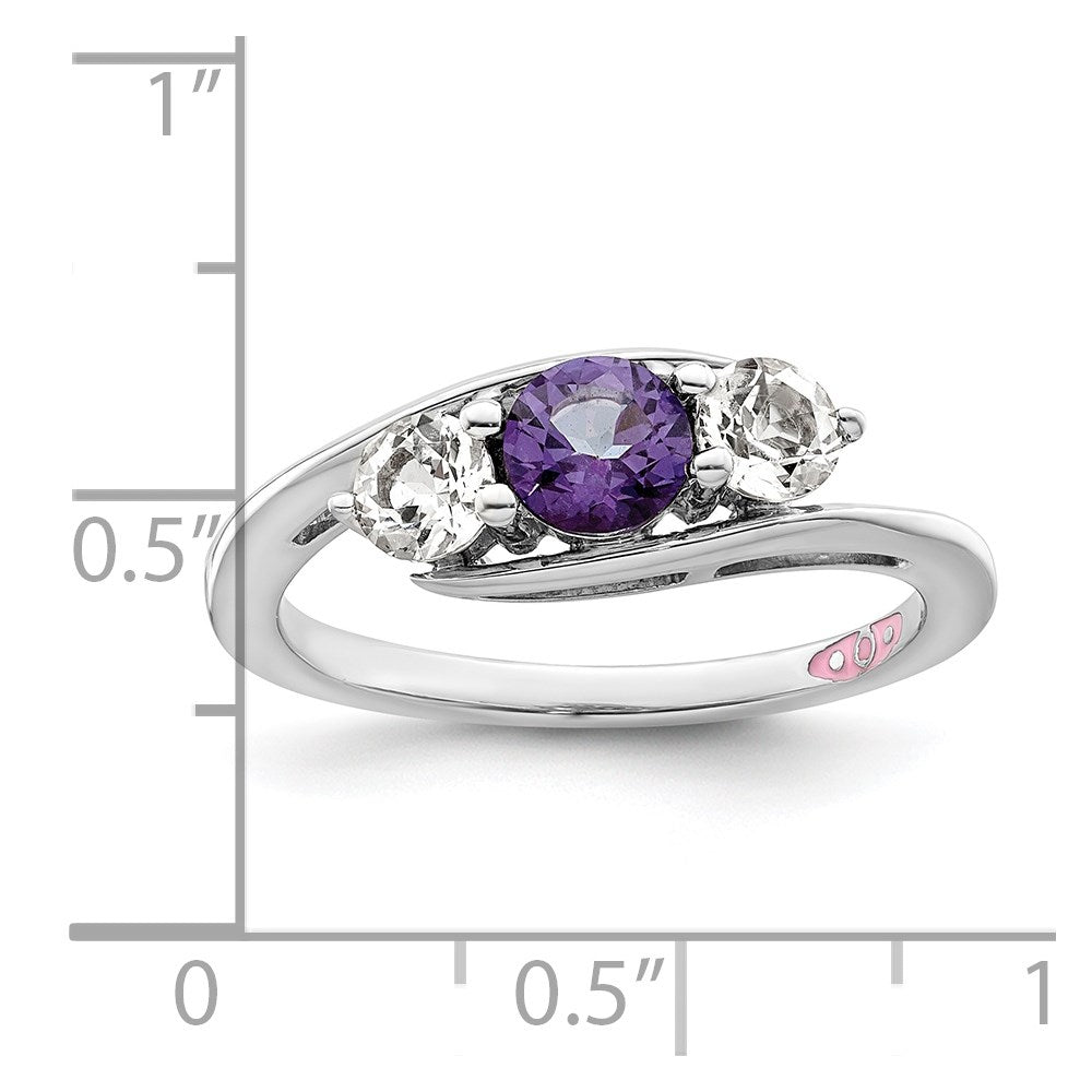 Survivor Kollektion 10K Weißgold, rhodiniertes Weißgold, Weiß und Lila Swarovski-Topas Sue Ring