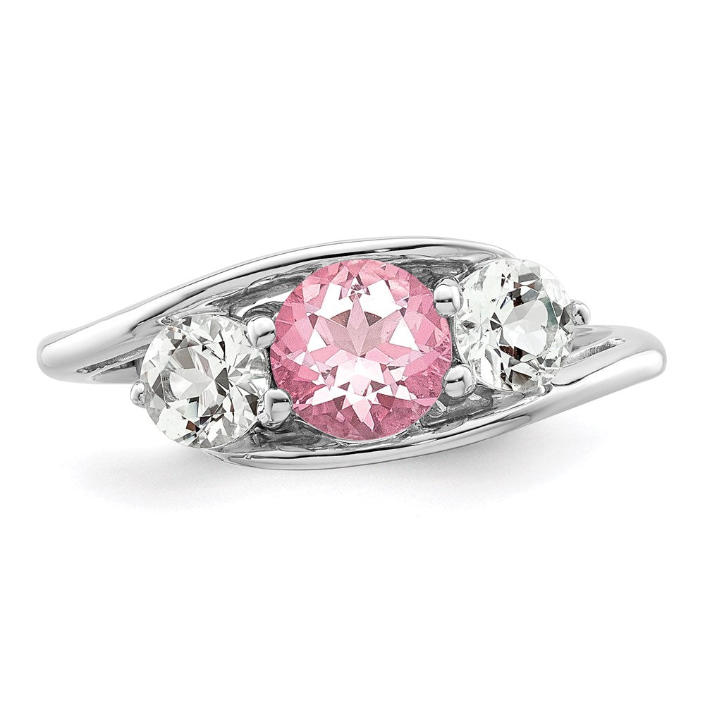 Survivor Collection 10K Weißgold Rhodiniert Weißer und Pinker Swarovski-Topas Sue Ring