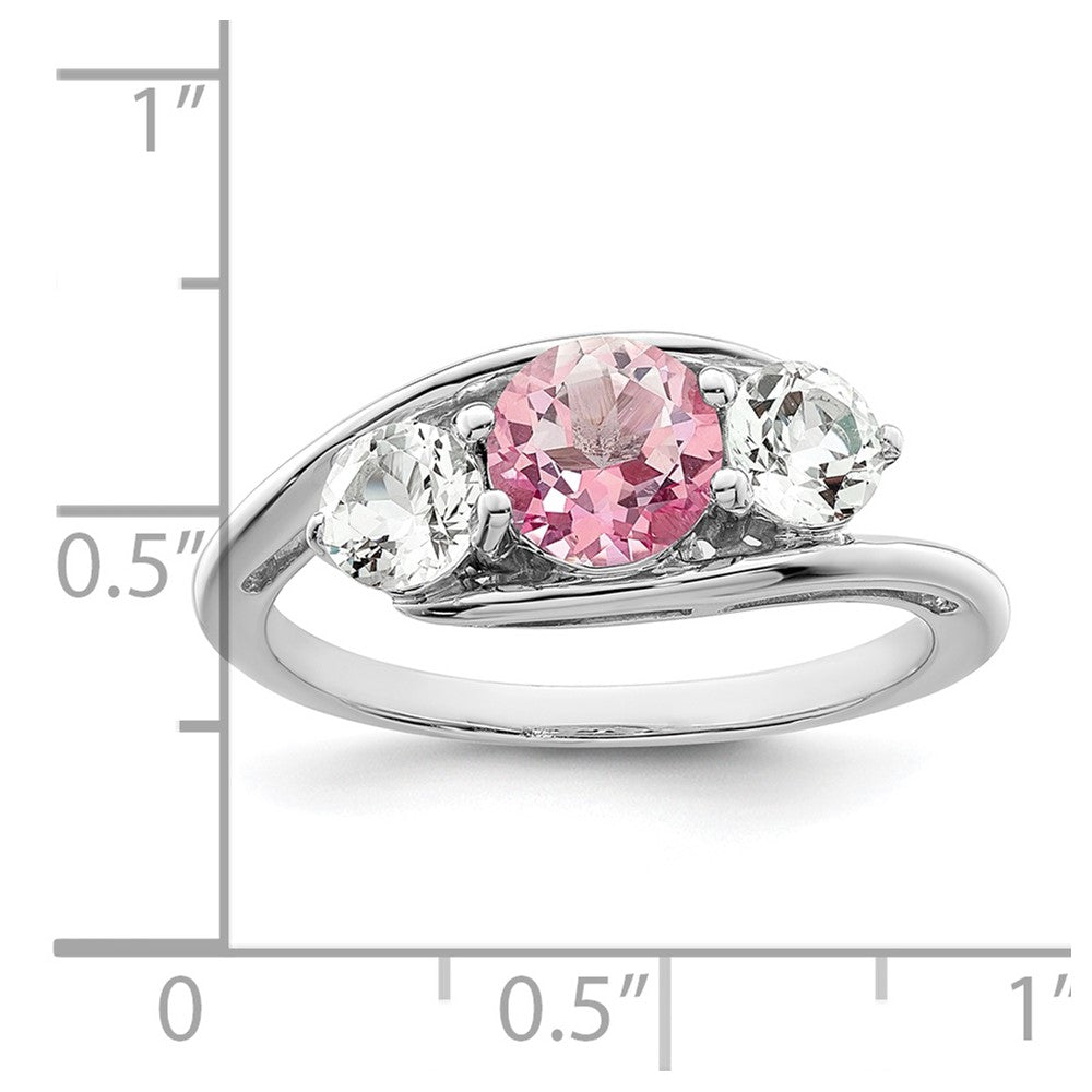 Survivor Collection 10K Weißgold Rhodiniert Weißer und Pinker Swarovski-Topas Sue Ring