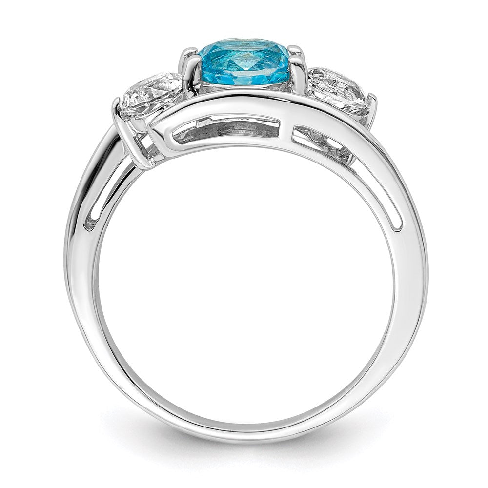 10K Weißgold Survivor Collection Ring mit klarem & blauem Swarovski-Topas Sue