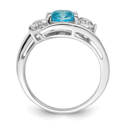 10K Weißgold Survivor Collection Ring mit klarem & blauem Swarovski-Topas Sue