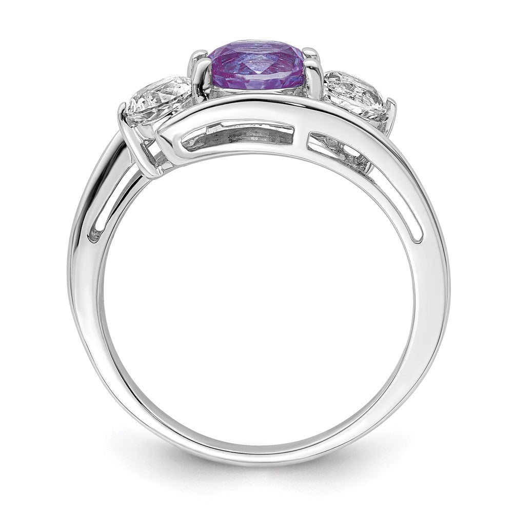 10K Weißgold Survivor Collection Ring mit klarem/violettem Swarovski-Topas, Sue