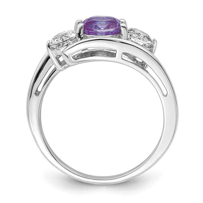 10K Weißgold Survivor Collection Ring mit klarem/violettem Swarovski-Topas, Sue