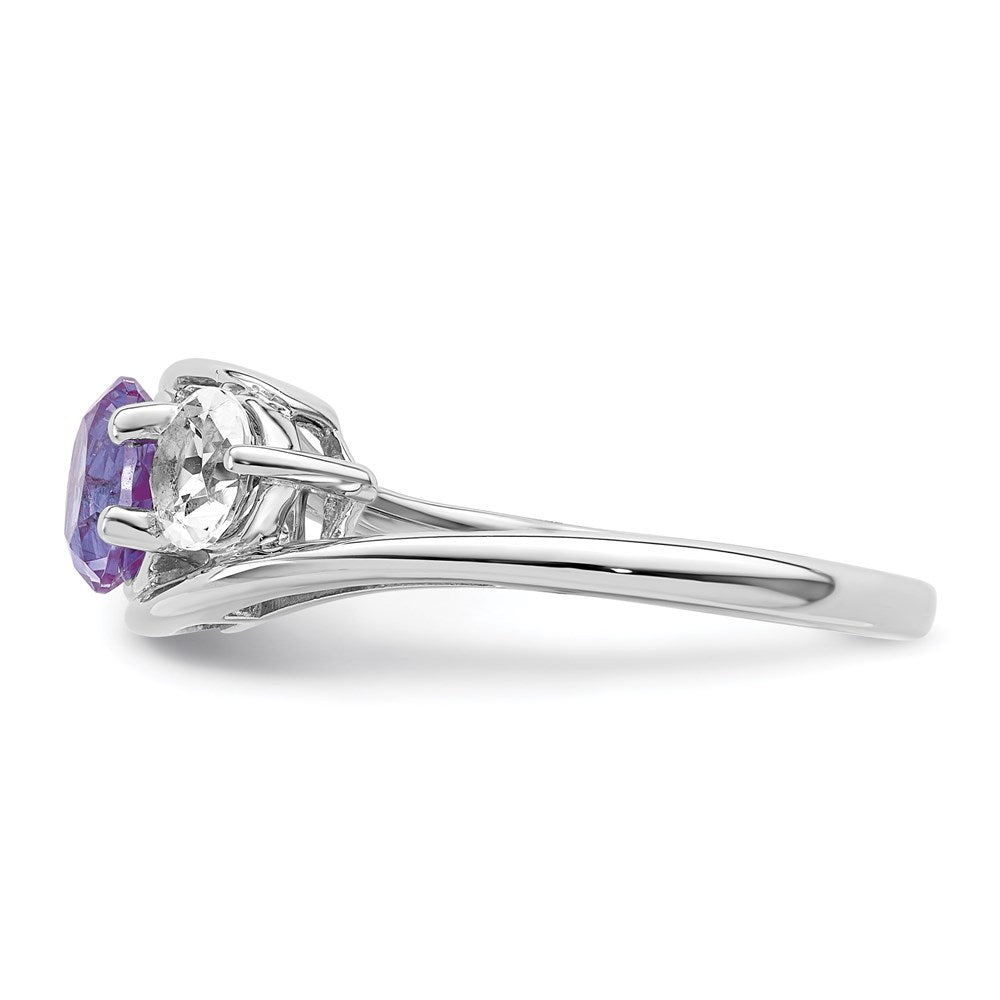 10K Weißgold Survivor Collection Ring mit klarem/violettem Swarovski-Topas, Sue