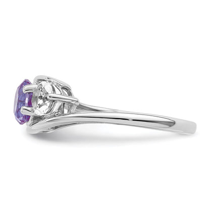 10K Weißgold Survivor Collection Ring mit klarem/violettem Swarovski-Topas, Sue