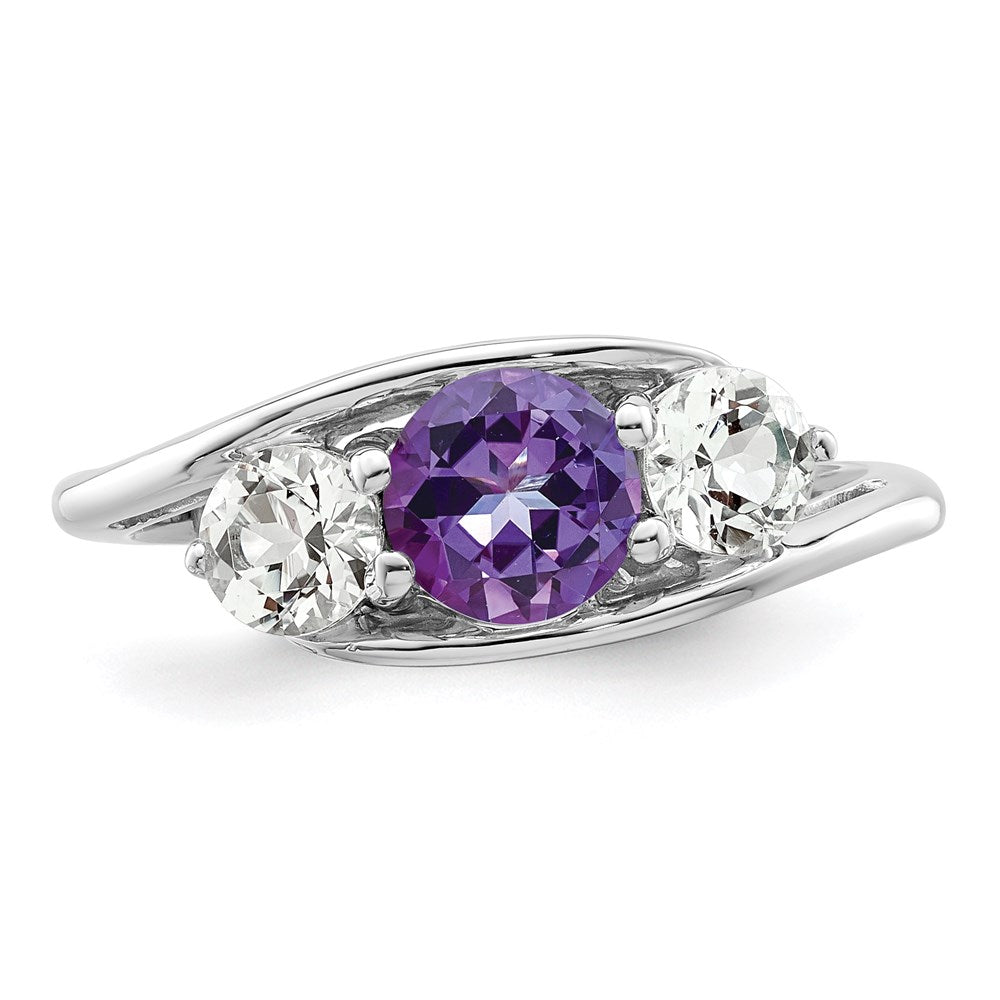 10K Weißgold Survivor Collection Ring mit klarem/violettem Swarovski-Topas, Sue