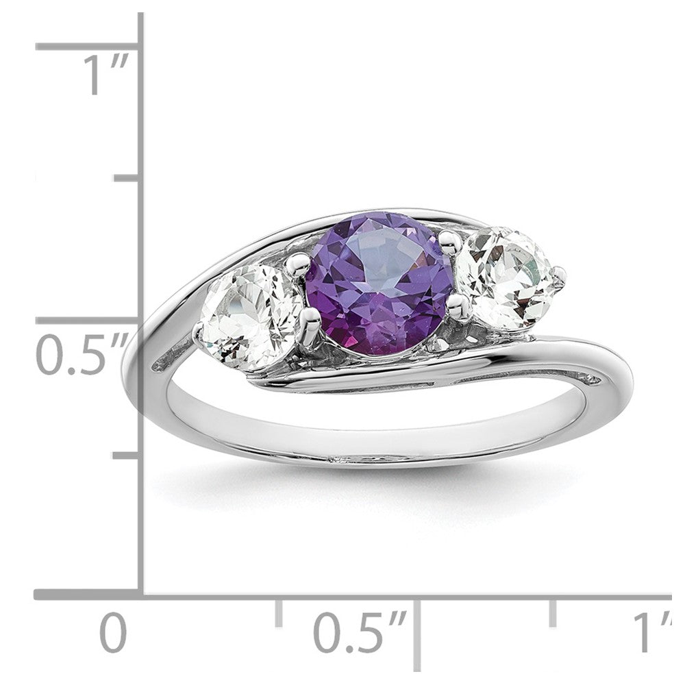 10K Weißgold Survivor Collection Ring mit klarem/violettem Swarovski-Topas, Sue